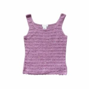 Vintage Y2K Crochet Sequin Tank Fairy Festival Ibiza M